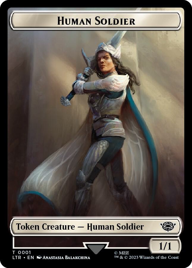 Human Soldier 0001 Food 0009 Double Sided Token 1 // 9 (Universes Beyond: The Lord of the Rings: Tales of Middle-earth)  - Foil | Good Games Adelaide SA