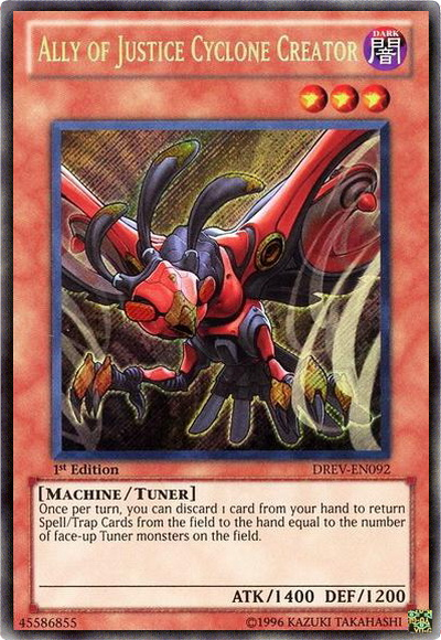 Ally of Justice Cyclone Creator [DREV-EN092] Secret Rare | Good Games Adelaide SA