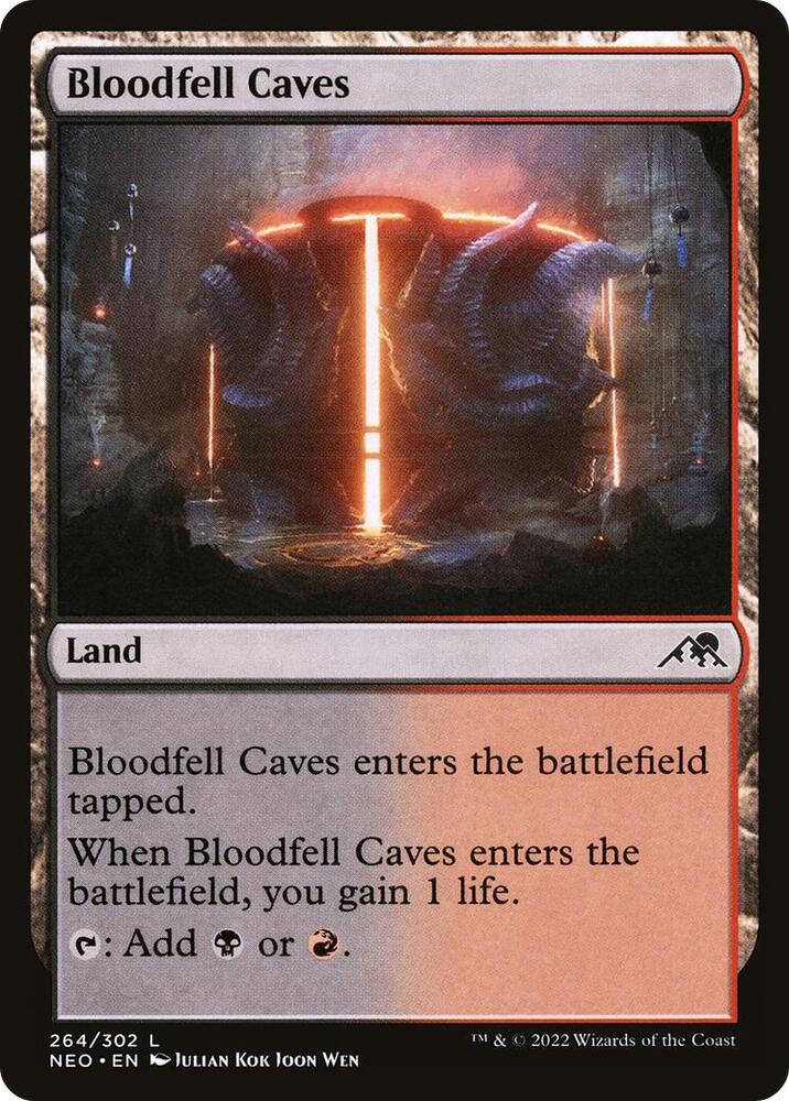 Bloodfell Caves 264 (Kamigawa: Neon Dynasty)  - Foil | Good Games Adelaide SA