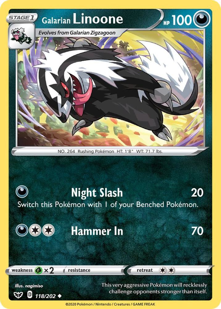 Galarian Linoone 118/202 (SWSH01: Sword & Shield Base Set)  | Good Games Adelaide SA