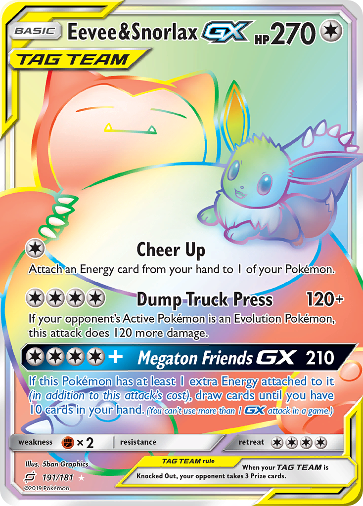Eevee & Snorlax GX (191/181) [Sun & Moon: Team Up] | Good Games Adelaide SA