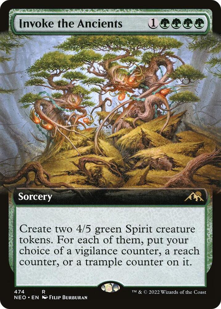 Invoke the Ancients 474 (Kamigawa: Neon Dynasty)  - Extended Art | Good Games Adelaide SA