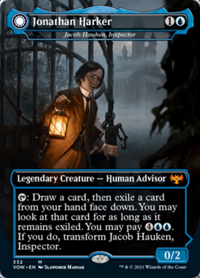Jonathan Harker // Harker's Obsessive Inquiry - Jacob Hauken, Inspector // Hauken's Insight (Borderless) (Dracula Series) [Innistrad: Crimson Vow] | Good Games Adelaide SA