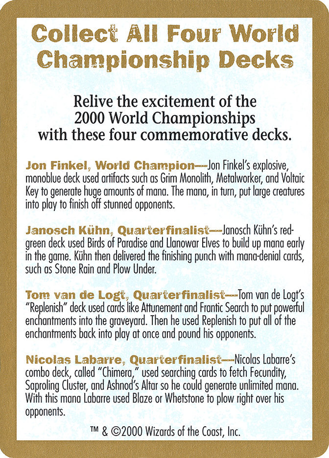 2000 World Championships Ad  (World Championship Decks)  | Good Games Adelaide SA