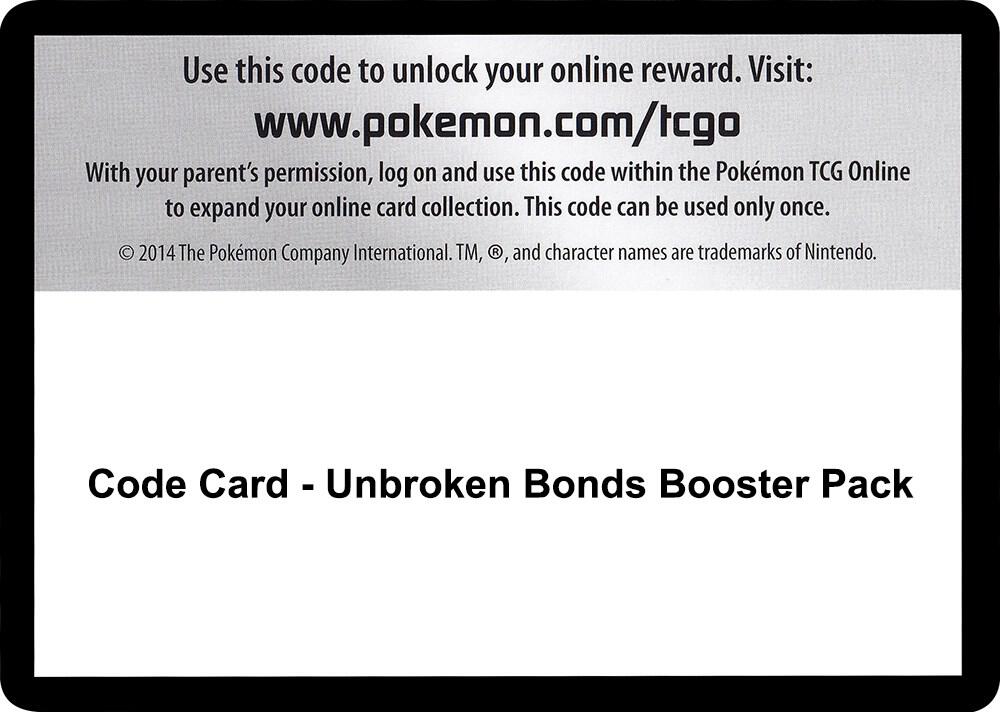 Code Card Unbroken Bonds Booster Pack  (SM - Unbroken Bonds)  | Good Games Adelaide SA