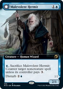 Malevolent Hermit Extended Art 336 (Innistrad: Midnight Hunt)  - Foil | Good Games Adelaide SA