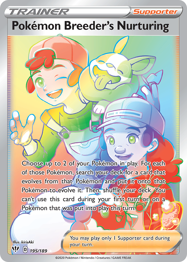 Pokemon Breeder's Nurturing (195/189) [Sword & Shield: Darkness Ablaze] | Good Games Adelaide SA