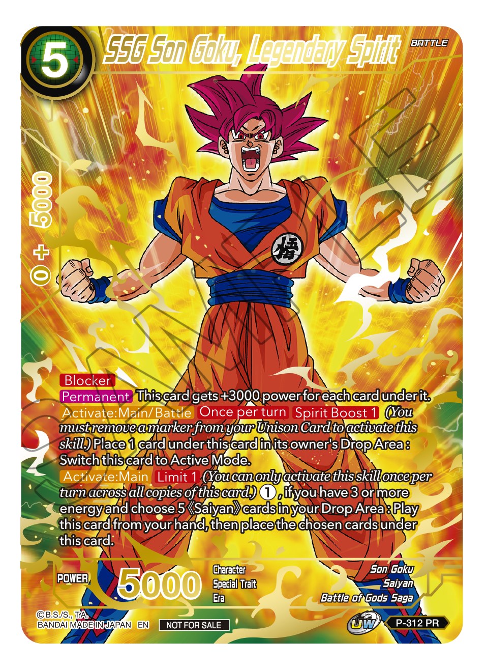 SSG Son Goku, Legendary Spirit (Gold Stamped) (P-312) [Promotion Cards] | Good Games Adelaide SA