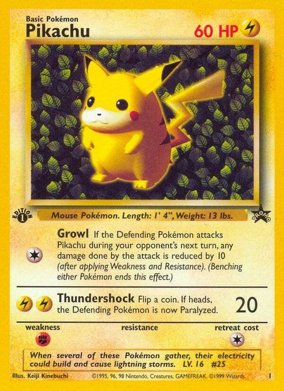 Pikachu (1) (1st Edition Misprint Promo) [Wizards of the Coast: Black Star Promos] | Good Games Adelaide SA