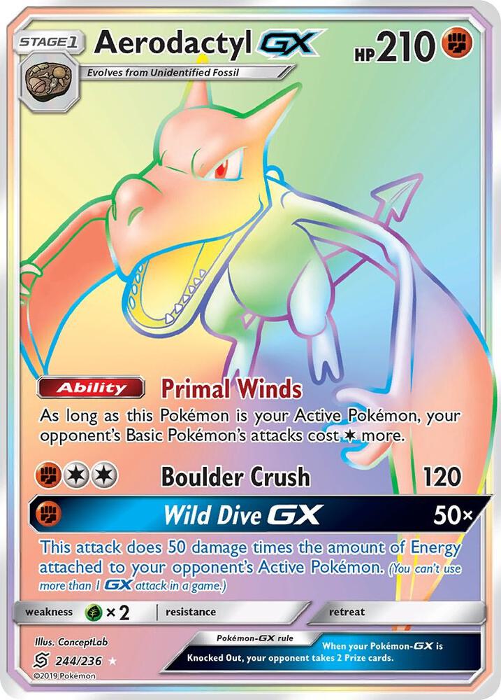 Aerodactyl GX Secret 244/236 (SM - Unified Minds)  - Holofoil | Good Games Adelaide SA