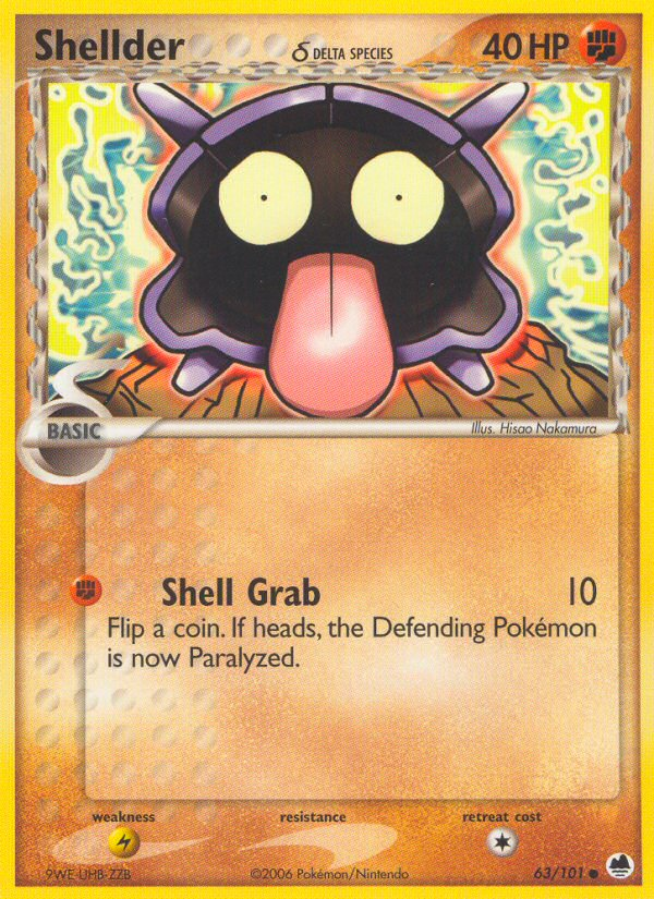 Shellder (63/101) (Delta Species) [EX: Dragon Frontiers] | Good Games Adelaide SA