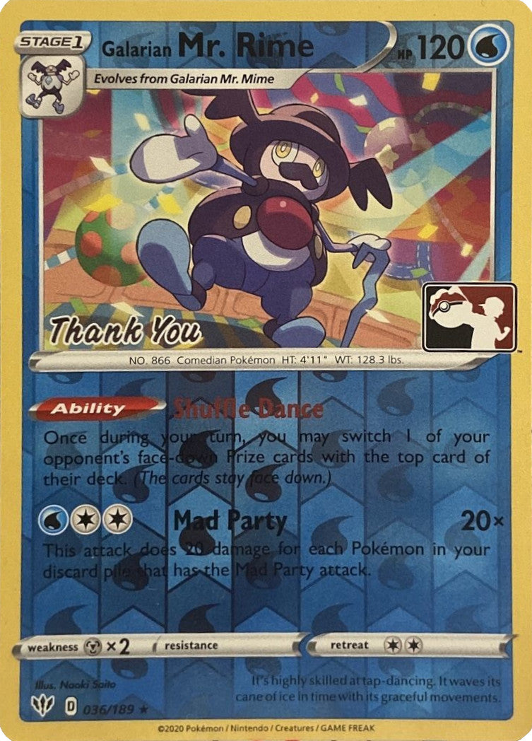 Galarian Mr. Rime (036/189) (Thank You Promo) [Sword & Shield: Darkness Ablaze] | Good Games Adelaide SA