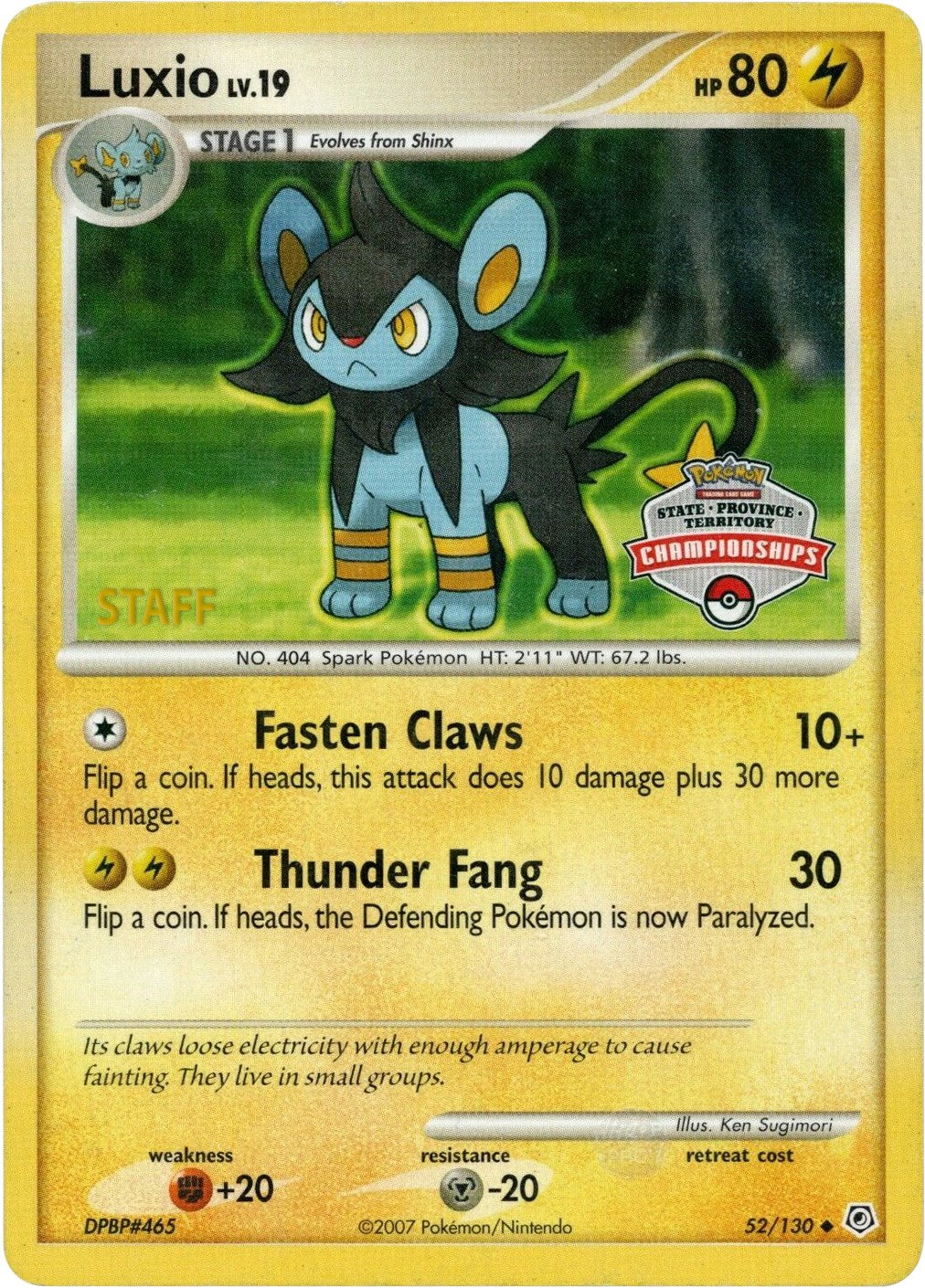 Luxio (52/130) (State Championship Staff Promo) [Diamond & Pearl: Base Set] | Good Games Adelaide SA