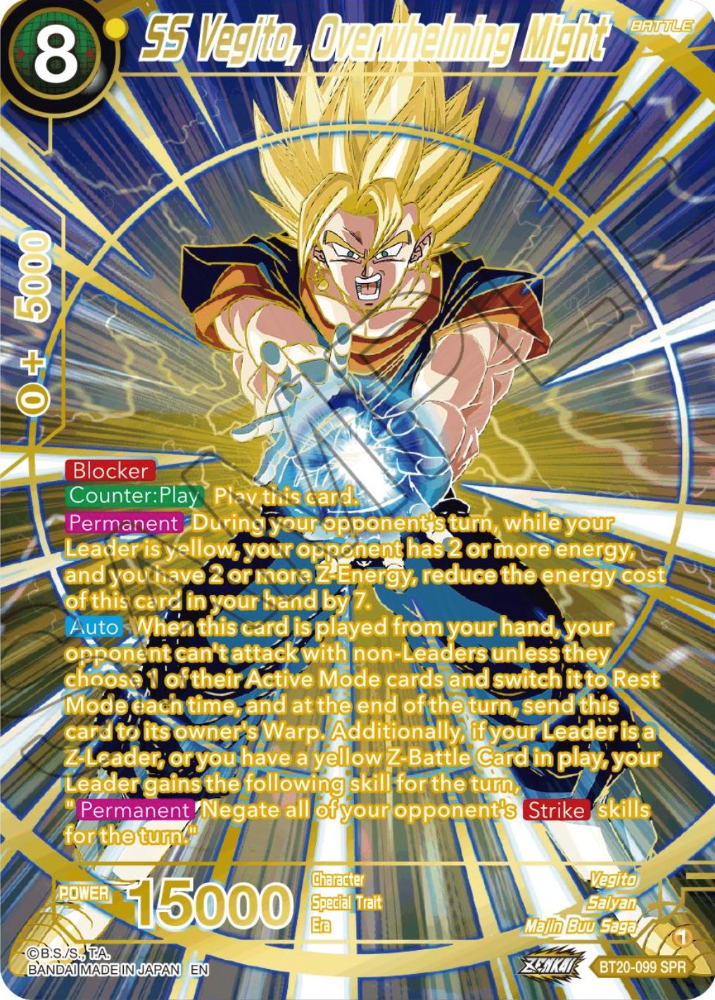SS Vegito, Overwhelming Might (SPR) (BT20-099) [Power Absorbed] | Good Games Adelaide SA