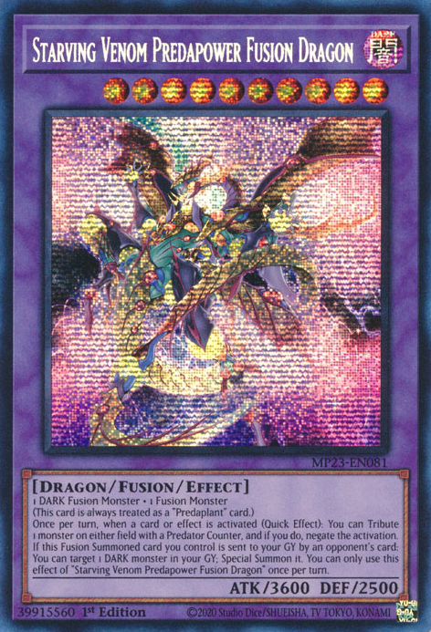 Starving Venom Predapower Fusion Dragon [MP23-EN081] Prismatic Secret Rare | Good Games Adelaide SA