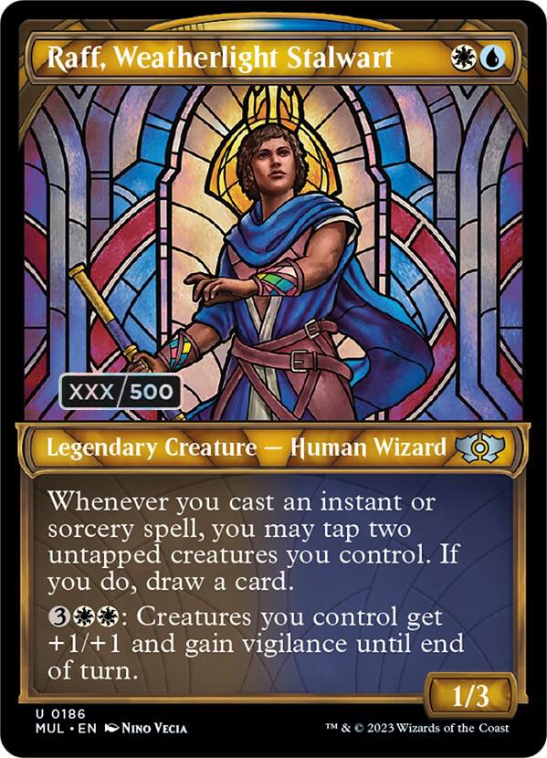 Raff, Weatherlight Stalwart Serialized 186 (March of the Machine: Multiverse Legends)  - Double Rainbow Foil | Good Games Adelaide SA