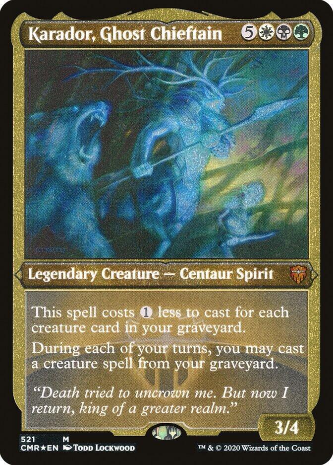 Karador Ghost Chieftain Foil Etched 521 (Commander Legends)  - Foil | Good Games Adelaide SA