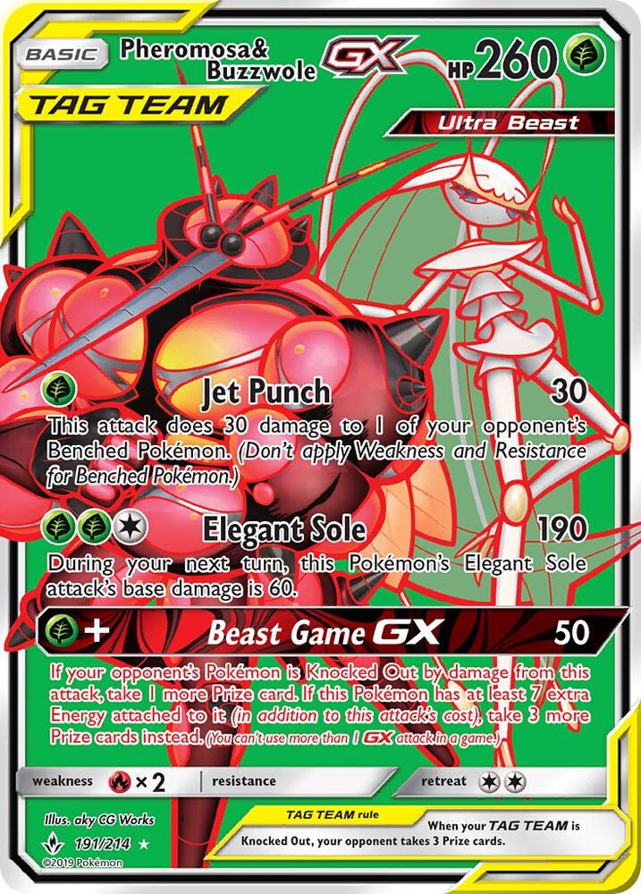 Pheromosa and Buzzwole GX Full Art 191/214 (SM - Unbroken Bonds)  - Holofoil | Good Games Adelaide SA