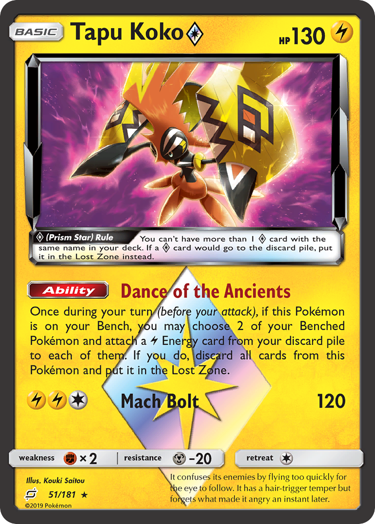 Tapu Koko (51/181) (Prism Star) [Sun & Moon: Team Up] | Good Games Adelaide SA