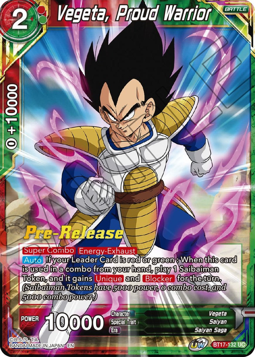 Vegeta, Proud Warrior (BT17-132) [Ultimate Squad Prerelease Promos] | Good Games Adelaide SA