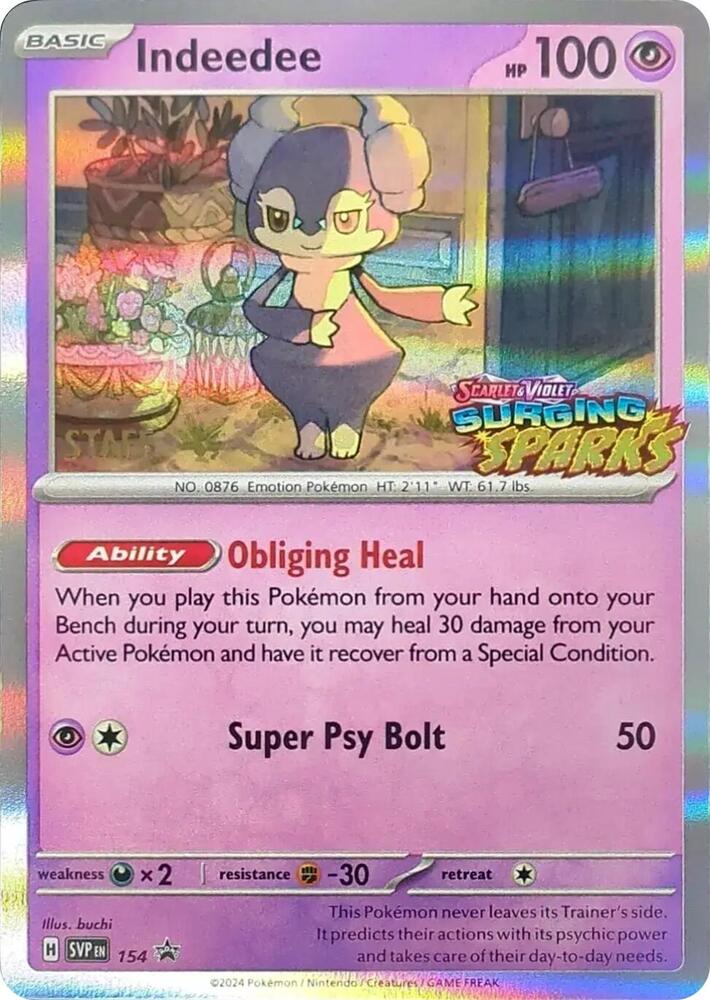 Indeedee Staff 154 (SV: Scarlet & Violet Promo Cards)  - Holofoil | Good Games Adelaide SA