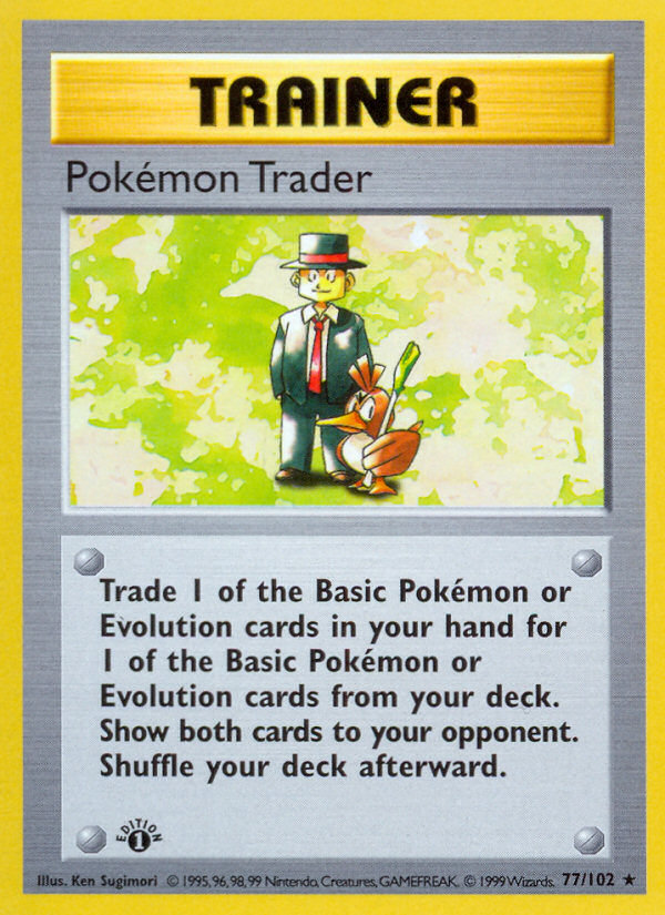 Pokemon Trader (77/102) (Shadowless) [Base Set 1st Edition] | Good Games Adelaide SA