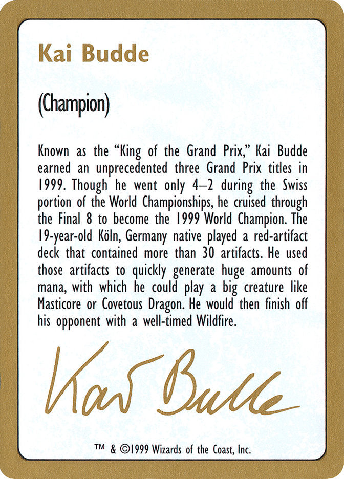 Kai Budde Bio  (World Championship Decks)  | Good Games Adelaide SA