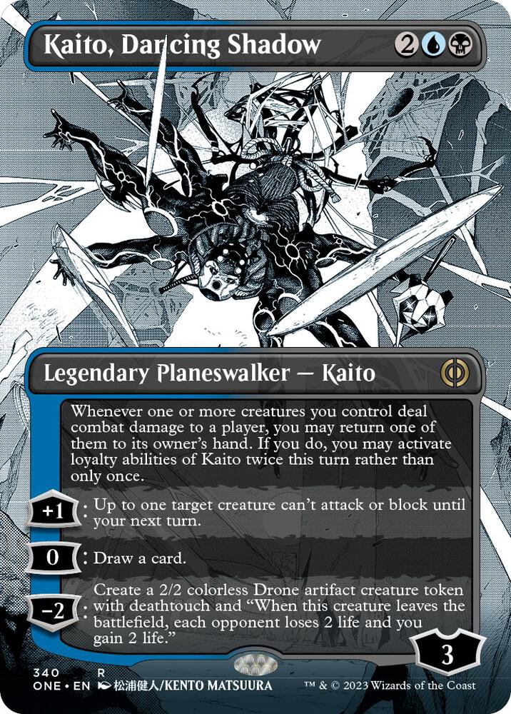 Kaito Dancing Shadow Borderless 340 (Phyrexia: All Will Be One)  - Borderless Foil | Good Games Adelaide SA