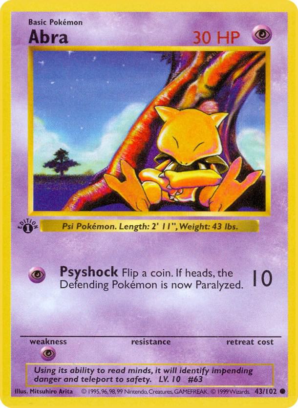 Abra 043/102 (Base Set (Shadowless))  - 1st Edition | Good Games Adelaide SA