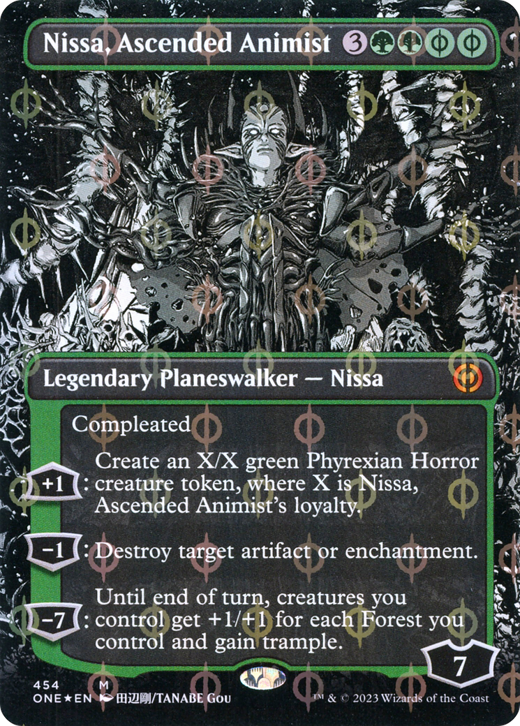 Nissa, Ascended Animist (Borderless Manga Step-and-Compleat Foil) [Phyrexia: All Will Be One] | Good Games Adelaide SA