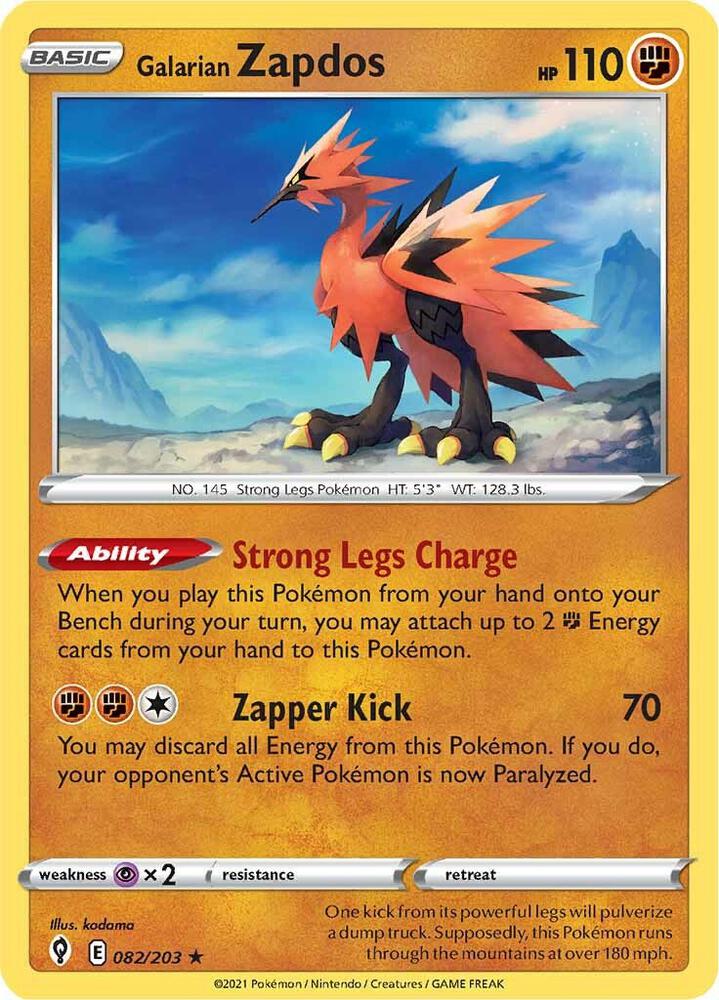 Galarian Zapdos 082/203 (SWSH07: Evolving Skies)  - Holofoil | Good Games Adelaide SA