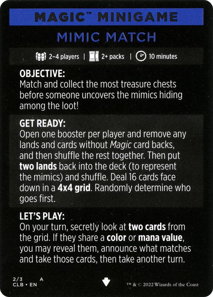 Magic Minigame Mimic Match 2 (Commander Legends: Battle for Baldur's Gate)  | Good Games Adelaide SA