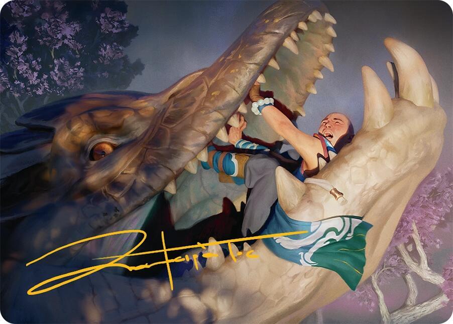 Jaws of Defeat Art Card 53 54 Gold Stamped Signature 53 (Art Series: Tarkir: Dragonstorm)  | Good Games Adelaide SA
