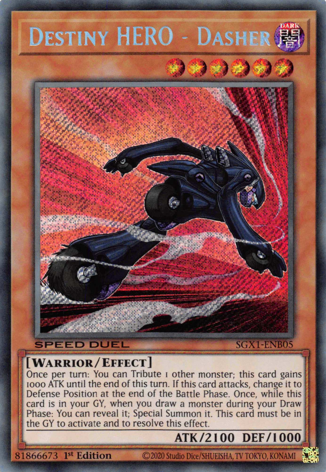 Destiny HERO - Dasher [SGX1-ENB05] Secret Rare | Good Games Adelaide SA
