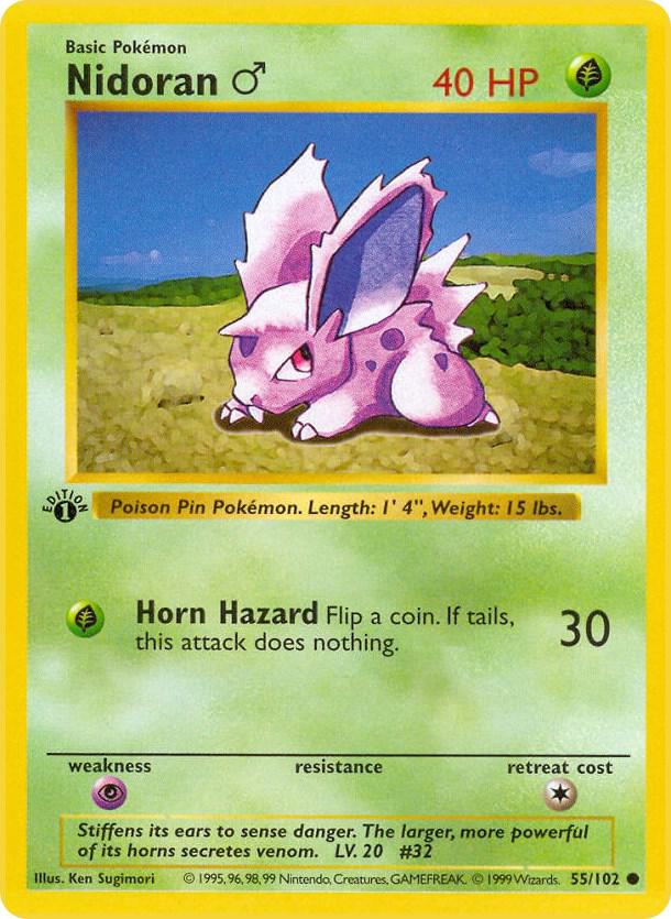 Nidoran M 055/102 (Base Set (Shadowless))  - 1st Edition | Good Games Adelaide SA