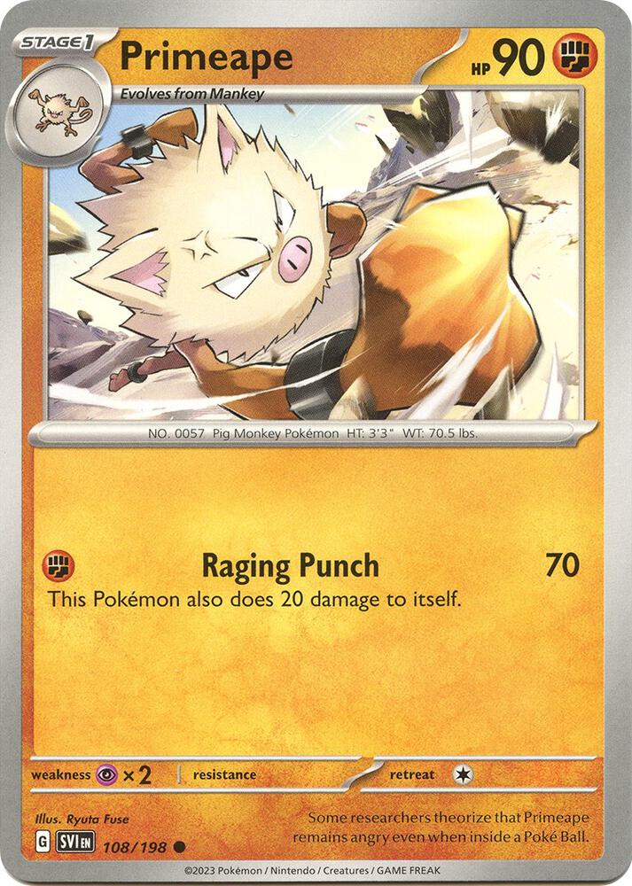 Primeape 108/198 (SV01: Scarlet & Violet Base Set)  | Good Games Adelaide SA