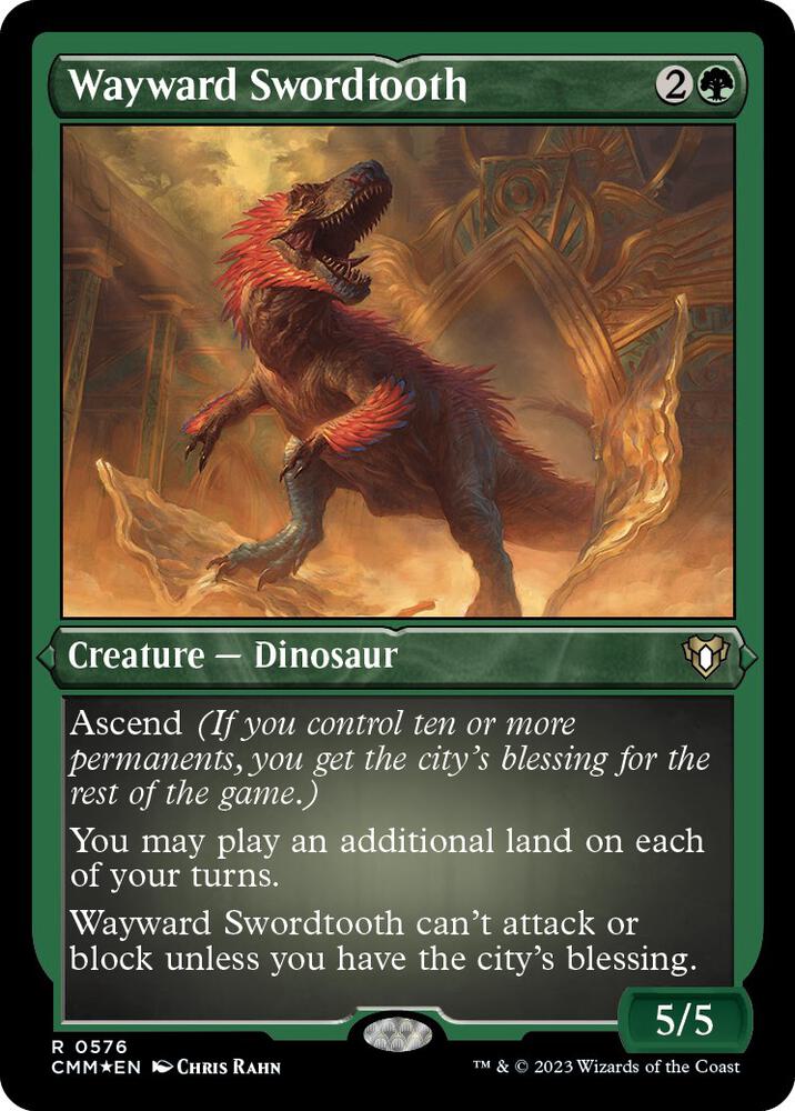 Wayward Swordtooth Foil Etched 576 (Commander Masters)  - Foil | Good Games Adelaide SA