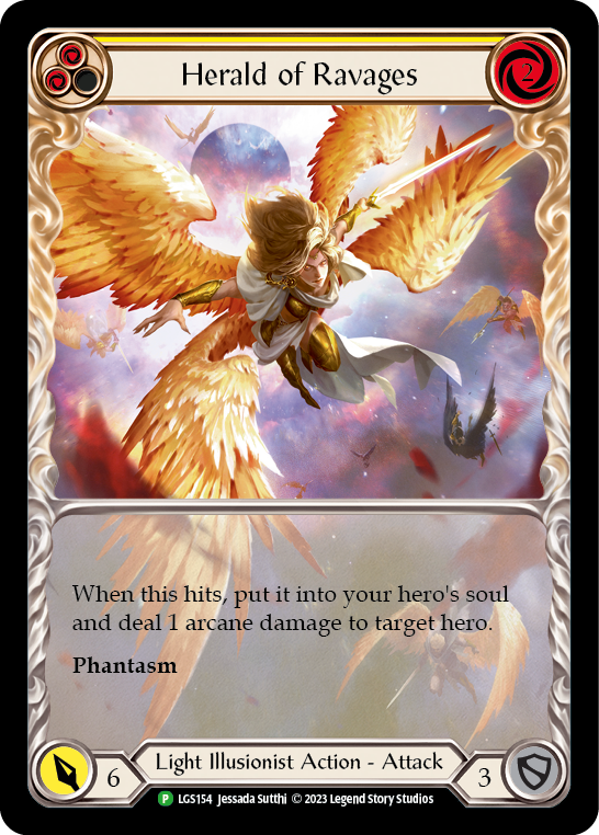 Herald of Ravages (Yellow) (Extended Art) [LGS154] (Promo)  Rainbow Foil | Good Games Adelaide SA