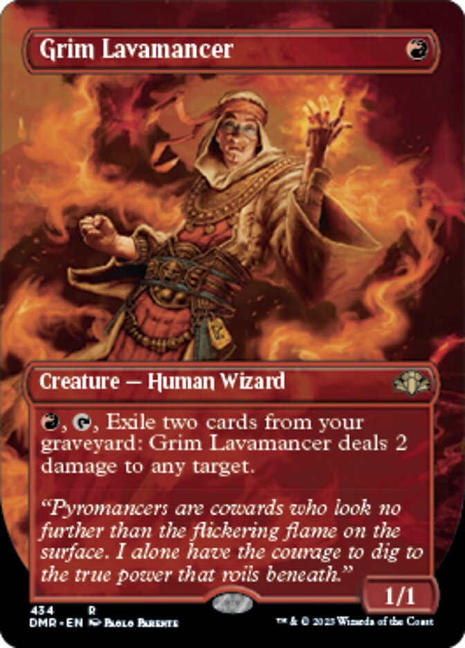 Grim Lavamancer (Borderless Alternate Art) [Dominaria Remastered] | Good Games Adelaide SA