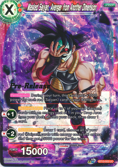 Masked Saiyan, Avenger from Another Dimension (BT13-003) [Supreme Rivalry Prerelease Promos] | Good Games Adelaide SA