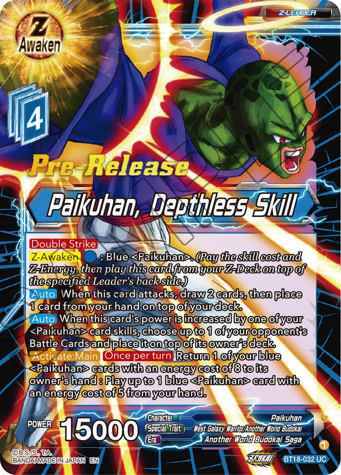 Paikuhan, Depthless Skill (BT18-032) [Dawn of the Z-Legends Prerelease Promos] | Good Games Adelaide SA