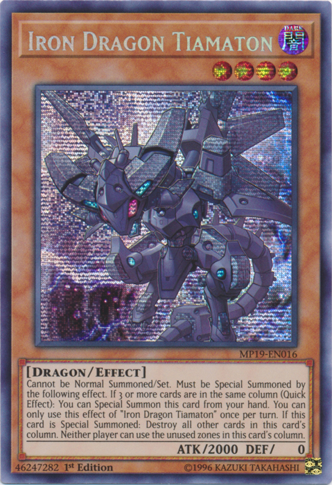 Iron Dragon Tiamaton [MP19-EN016] Prismatic Secret Rare | Good Games Adelaide SA