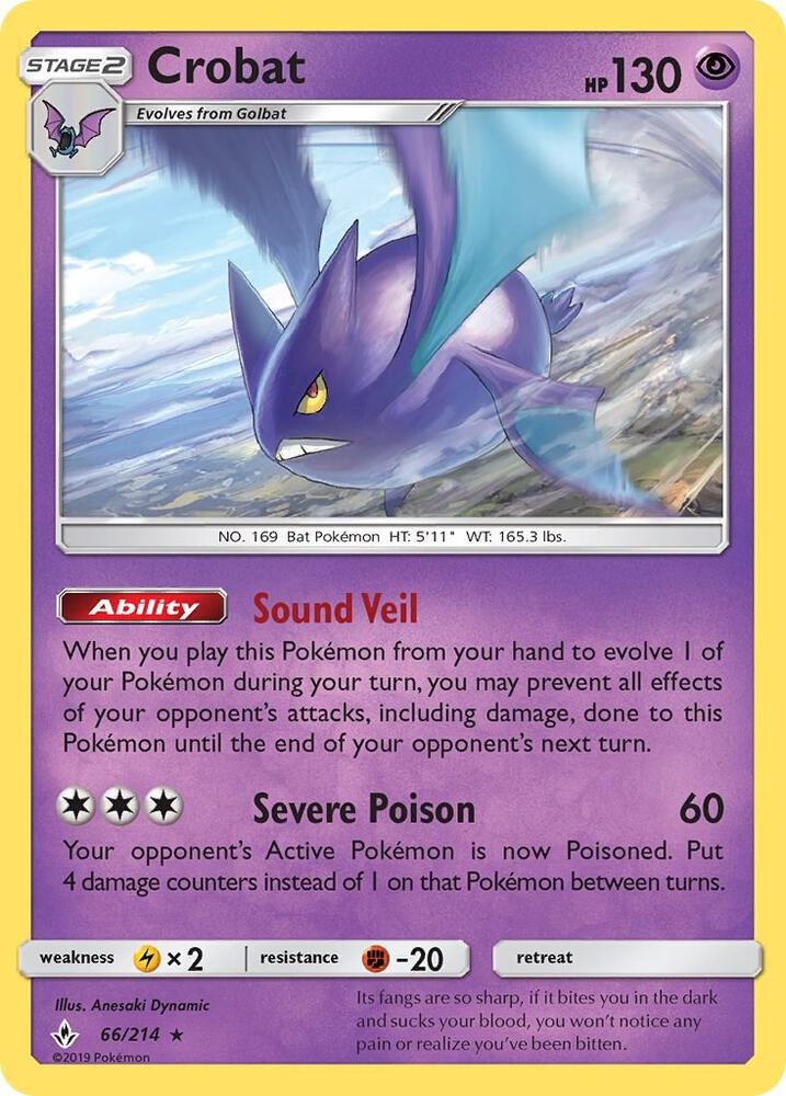Crobat 66/214 (SM - Unbroken Bonds)  - Holofoil | Good Games Adelaide SA