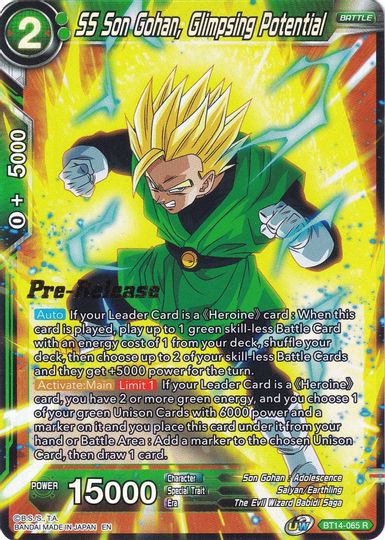 SS Son Gohan, Glimpsing Potential (BT14-065) [Cross Spirits Prerelease Promos] | Good Games Adelaide SA