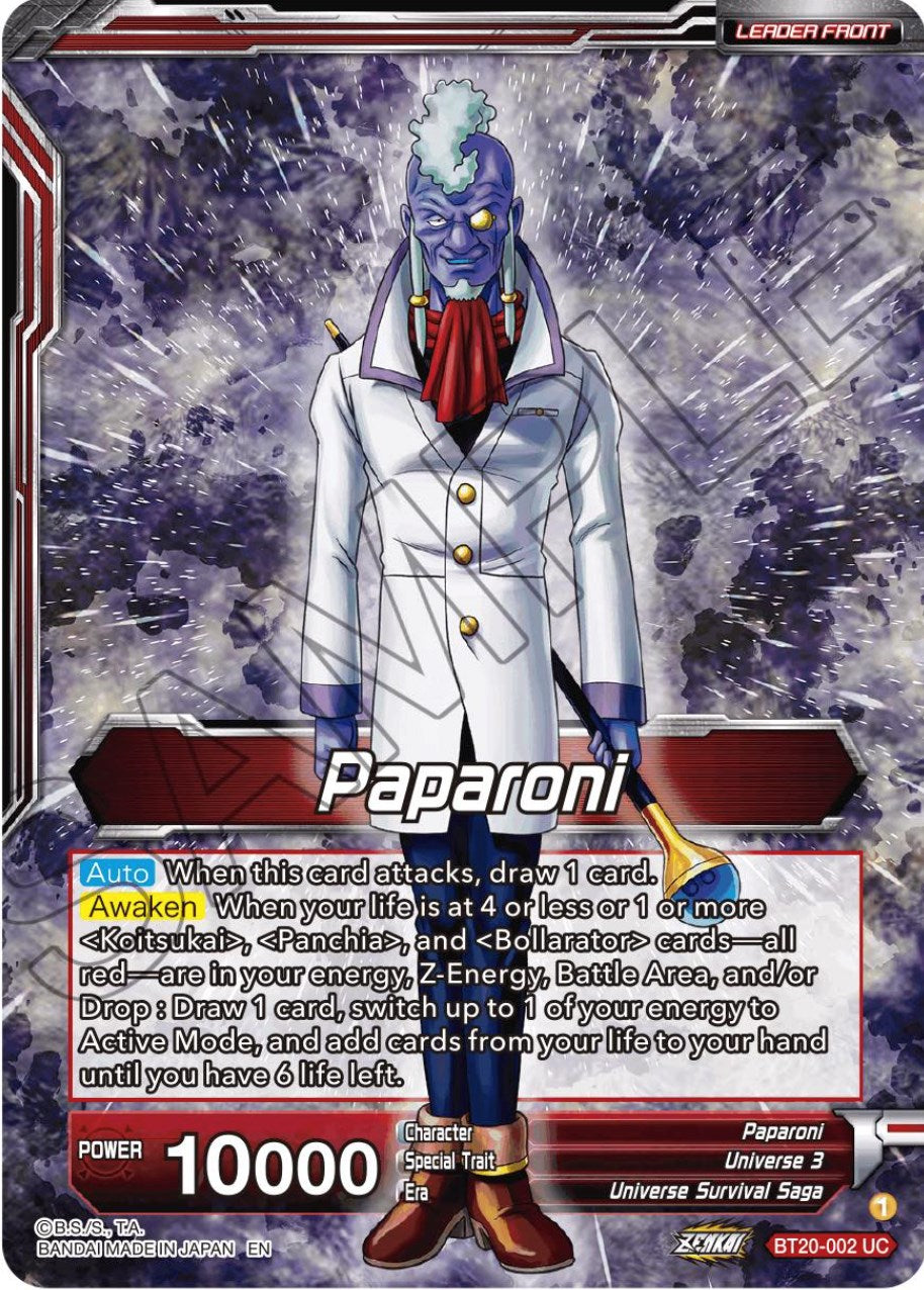 Paparoni // Warriors of Universe 3, United as One (BT20-002) [Power Absorbed Prerelease Promos] | Good Games Adelaide SA