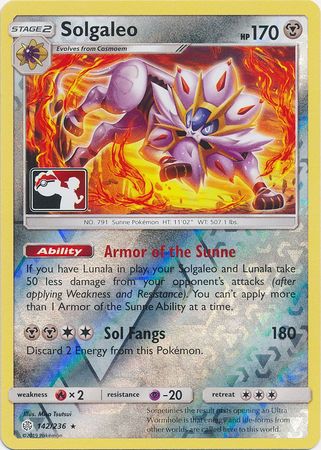 Solgaleo (142/236) (Pokemon Club Special Print) [Sun & Moon: Cosmic Eclipse] | Good Games Adelaide SA
