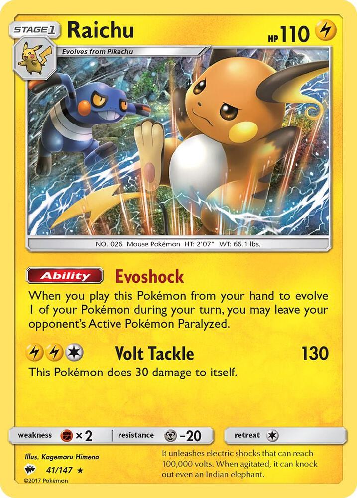 Raichu 41/147 (SM - Burning Shadows)  - Holofoil | Good Games Adelaide SA