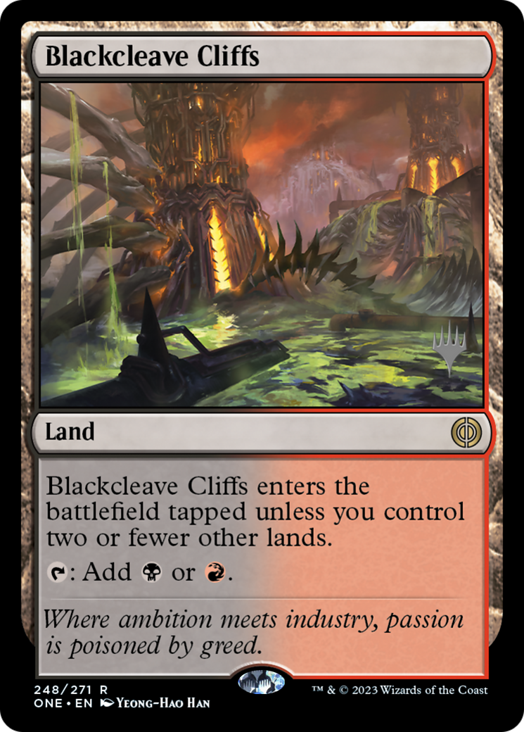 Blackcleave Cliffs (Promo Pack) [Phyrexia: All Will Be One Promos] | Good Games Adelaide SA
