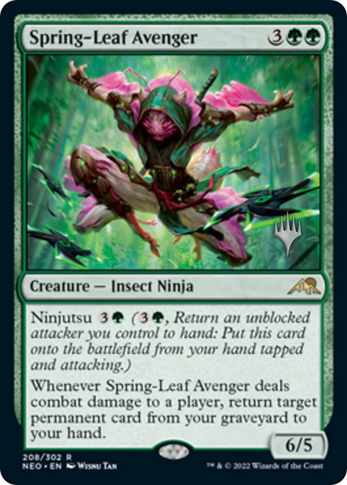 Spring Leaf Avenger 208 (Promo Pack: Kamigawa: Neon Dynasty)  - Foil | Good Games Adelaide SA