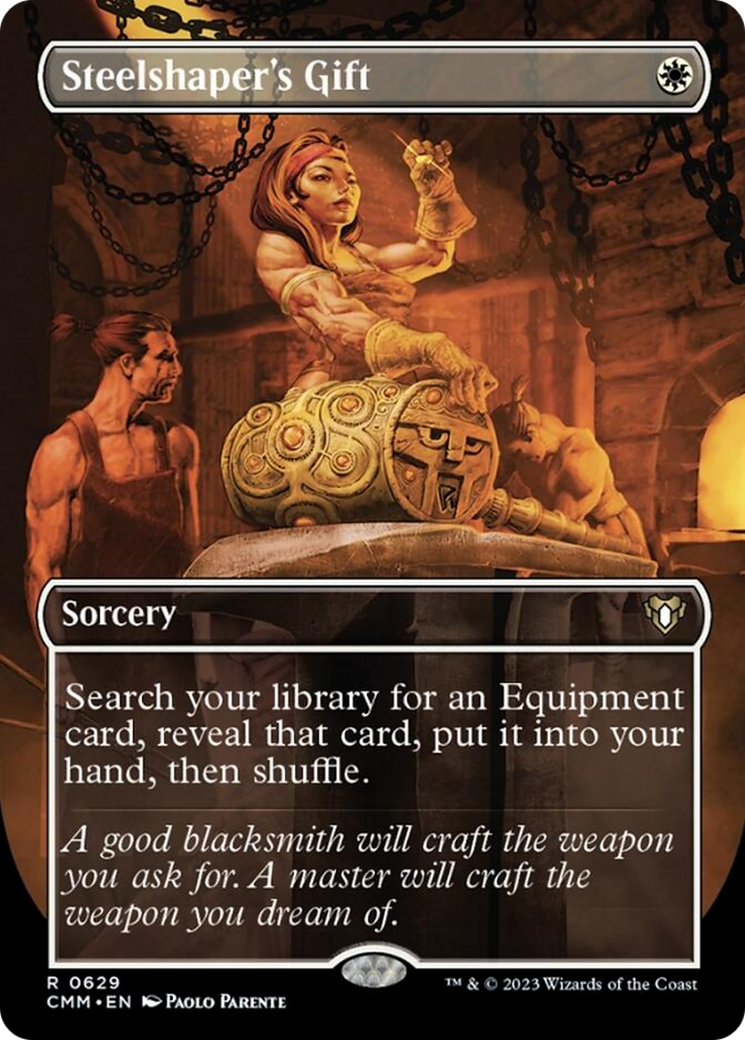 Steelshaper's Gift (Borderless Alternate Art) [Commander Masters] | Good Games Adelaide SA